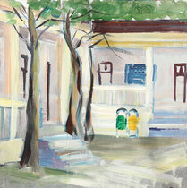 Original landscape oil painting wood oil painting landscape sketch Garden Garden family oil painting color works Collection