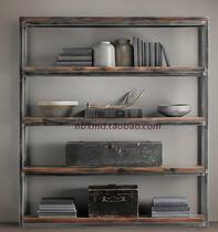 American solid wood shelf iron art made old bookshelves collector frame sorting frame frame shelves shelves