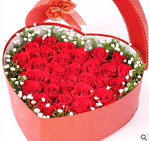 Fashionable red rose 21 heart-shaped gift box birthday gift Valentines Day Tanabata flowers in the same city florist to send flowers