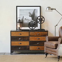 American wrought iron sideboard living room tea cabinet storage lockers retro old drawer bucket cabinet solid wood porch cabinet