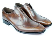 Custom-made high-grade leather Brown cowhide retro business dress mens leather shoes wood grain leather outsole customization