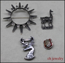 ch jewelry-West Asia old silver brooch series four pieces-Foreign antique jewelry