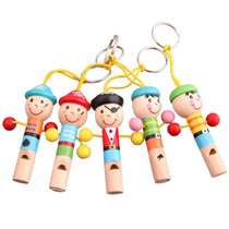 Creative cute children cartoon wooden toy hanging pirate keychain small whistle musical instrument gift Music puzzle