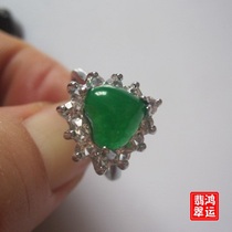 Malay Jade 925 silver platinum-plated emeralds heart-to-heart transshipment jade ring ring girlfriend gift