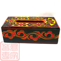 Sichuan Daliangshan specialty Yi folk lacquer painting pure handmade art features bamboo tissue box