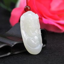 Xinjiang Hetian Jade mutton white jade wealth god pendant pendant Jade brand Old Pit material men and women send certificate