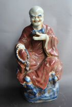 Ming Xuande blue and white glaze red eighteen arhars