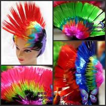 Carnival Props Chicken Crown Hair Upright Wig headwear fan Explosion head performance to blame the rooster head wig headgear