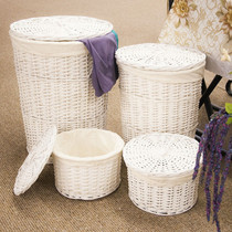 Willow woven non-vine choreography collection containing basket miscellaneous goods case dirty laundry basket white field garden 