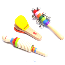 Orff percussion instrument rainbow hand Bell Bell wooden small wooden fish sound board children dance