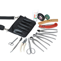 Bonsai Tool Suit Stainless Steel Pocket Suit Cow Leather Anti Sting Positive Round Dragon Tooth 