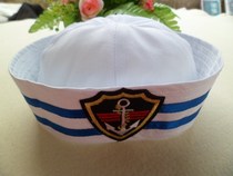 Sailor cap Childrens adult white captain cap crew cap Navy cap embroidered logo men and women stage performance without brim