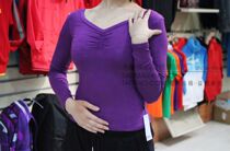 Urban red warbler front V back round neck long sleeve 7073 shape suit exercise dance clothes square dance clothes T-shirt yoga suit