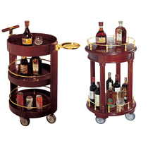 Round wine cart wooden three-layer storage pastry beverage snack snack hotel trolley service cart special price