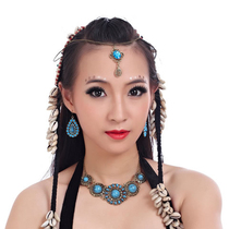 Belly dance headdress Head chain Indian dance headdress forehead jewelry Earrings necklace Tribal style jewelry accessories new