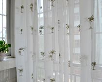 Foreign trade original single coconut tree embroidery finished yarn curtain curtain Bay window sun living room pastoral embroidery window screen