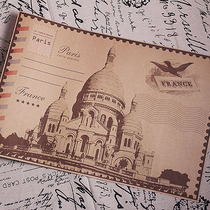 Antique Travel Poster French Scenery Pantheon Kraft Paper Design Retro Paris Attractions