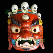 Tibetan mask big black sky protection mask hand painted wood carving mask evil evil ornaments GZA004c12