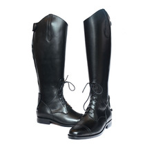 Foot Satisfaction Men and Women Equestrian Obstacle Boots Cowhide Black Mens Boots High Boots Strap Locomotive Boots