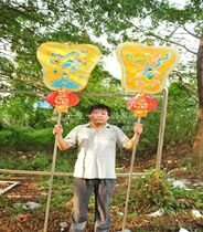  Ancient palace dragon and phoenix sun and moon fan Chinese wedding costume props Dragon and Phoenix brand Kaidao flag film and television props photography