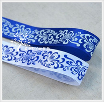 (Forest wholesale)ZAZR cloth label vintage style blue and white porcelain ribbon decorative belt 10 meters pack 50 grams