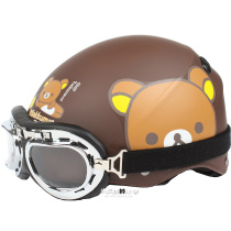 Taiwan Huatai Lala bear Matte coffee Harley electric motorcycle helmet for men and women sunscreen UV four summer