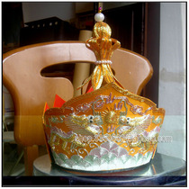 Jufo Pavilion Buddhist Supplies Dharma Instruments Flame Mouth Puja Bilu Hat Tide Embroidery Handmade gold and silver thread Bilu Hat