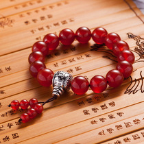 Natural Red Agate Bracelet Tibetan Silver Six-character Mantra Transfer Beads and Beads Handstring Female Jewelry Gifts