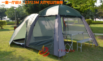 Outdoor multi-person camping tent one-bedroom one-Hall conjoined canopy fishing tent multi-person Mahjong pergola tent