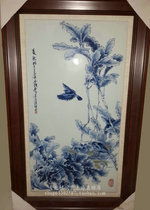 Jingdezhen ceramic porcelain plate painting decorative painting celebrity famous artist hand-painted blue and white Mai Qiu picture Zeng Lingqian