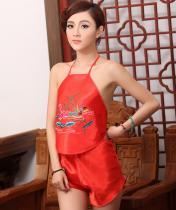 Yi Jia classical lady big red adult ancient woman underwear embroidery wedding belly pocket * Mandarin duck play water