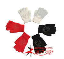 Ice spirit skating suit figure skating protective gear training suit set black and white red hot Diamond Children adult gloves
