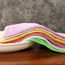 Non-oil dishwashing towel rag cloth bamboo fiber water absorption non-hair-free detergent kitchen dish cloth double layer thickening