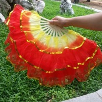 Home Country Tribute Dance Fan to fan bifacial seedlings song fan Three-layer Phnom Penh crystal yarn fan dancing fan
