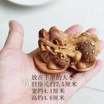 Three-dimensional carved peach wood brave ornaments hand-carved handlebar car crafts wood carving