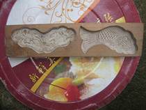 Glue East Folk Customs Food Mold Pastry Wood clips a row of Ruyi Auspicious Carp Lotus Flowers
