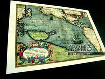 Ancient Pacific North America Map Geographical Discovery Navigation Adventure Painting Core Poster European Decorative Painting