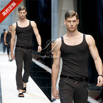 Summer Clothing Fashion New Fashion European And European Style Wide Shoulder Round Narrow Band Vest Men Sexy Harness Pure Cotton