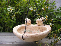 European pastoral style coarse pottery hanging basin Garden gardening Meat heart-shaped hanging basin decoration Old ceramic flower