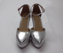 In 2013 the new snake pattern leather pointed pine cake super high slope heel buckle womens shoes