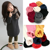 Korean version of mens and womens childrens childrens clothing thickened and velvet leggings warm pants boots pants non-inverted velvet pants 2987