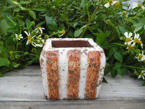 European pastoral style coarse pottery flower vase Quaint imitation wood grain old vintage pottery flower pot Gardening pot flower pot