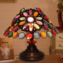 Seven-color rainbow glazed childrens desk lamp bedroom bedside living room study classical pastoral creative beads lamp