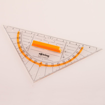 Red ring rotring with handle right angle isosceles triangle ruler parallel line protractor hand drawn figure 0699270