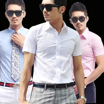 Summer paragraph Han version Body Business Mens Short Sleeve Shirt Work Fashion Han Tide White Inch Shirt Work Trend