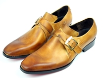 Custom-made high-end vintage hand-colored cowhide business dress wedding shoes buckle mens leather shoes leather sole