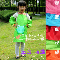 Small Frog Cute Korean Version Children Waterproof Apron Hood Suit Drawing Clown Kindergarten Apron 3-15 years old