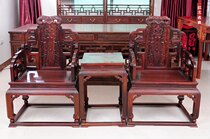 Redwood Chinese antique cross-toed Dalbergia Ming-style classical furniture Laos big red sour branch square chair 3 sets