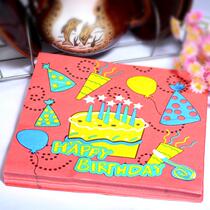 Manufacturer Direct sales Colour Napkins Printed Paper Printed Paper Towels Birthday scarves paper Western Dining Cushions Birthday Candles