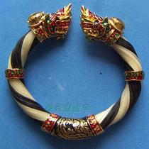 Thai Sukhothai style exquisite silk silver fiber bracelet paiana black and white inlaid treasure